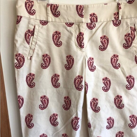 LOFT Marisa Ankle Cream Pink Paisley Pants 8 - Picture 6 of 16